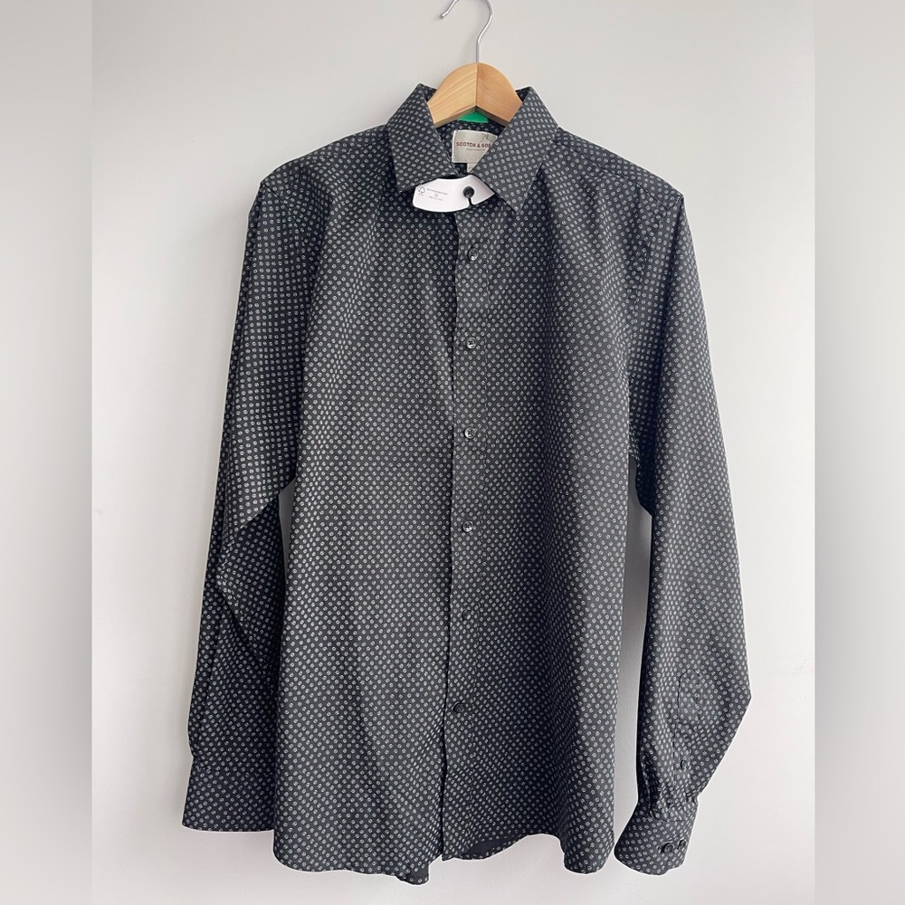 NWT Scotch & Soda Dark Patterned Dress Shirt